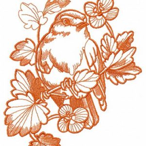 Bird hiding in flowers embroidery design