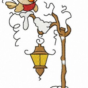 Bird on lantern embroidery design