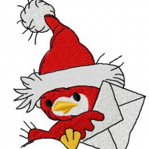 Bird with Christmas mail embroidery design