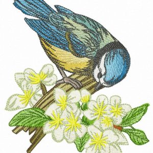 Birdie with hackberry embroidery design
