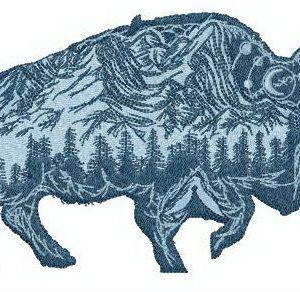 Bison silhouette embroidery design