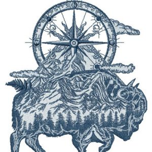 Bison embroidery design
