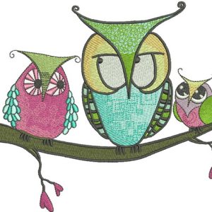 Bizarre owls embroidery design