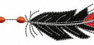 Black and red feather embroidery design