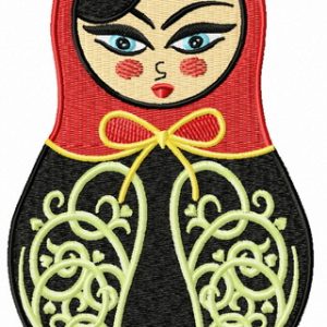 Black and red matryoshka doll embroidery design