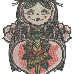 Black matryoshka 2 embroidery design