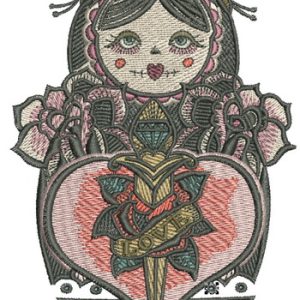 Black matryoshka embroidery design
