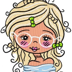 Blonde in glasses embroidery design
