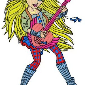Blonde rock star embroidery design