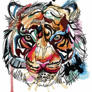 Bloody tiger muzzle embroidery design