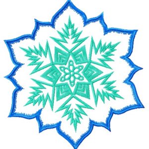 Blue and green snowflake embroidery design