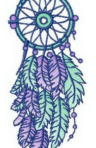 Blue and purple dreamcatcher embroidery design