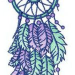 Blue and purple dreamcatcher embroidery design
