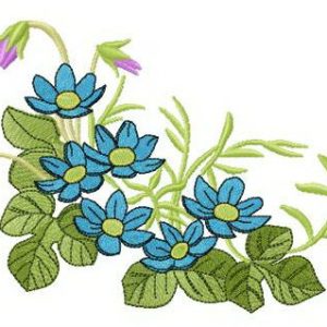 Blue and violet field flowers embroidery design