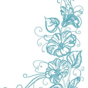 Blue bindweed decoration embroidery design
