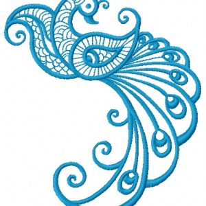 Blue swirl firebird embroidery design