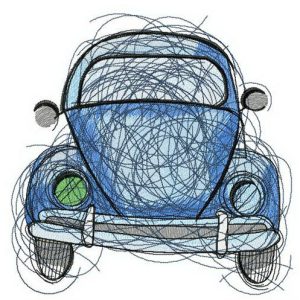 Blue car sketch embroidery design
