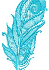 Blue feather embroidery design
