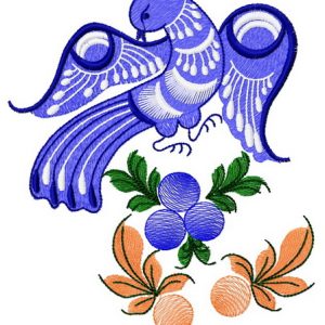 Blue firebird embroidery design