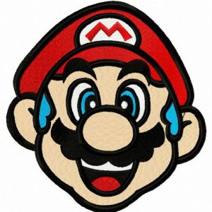Blue-haired Mario embroidery design