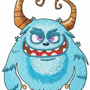 Blue horny hurricane monster embroidery design