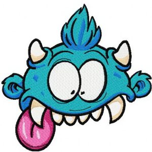 Blue horny monster embroidery design