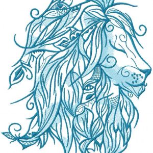 Blue lion embroidery design