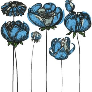 Blue meadow embroidery design