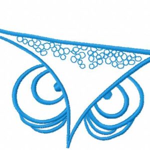 Blue owl head embroidery design
