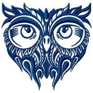 Blue owl embroidery design