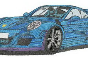 Blue racing car embroidery design