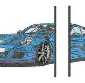Blue racing car monogram embroidery design
