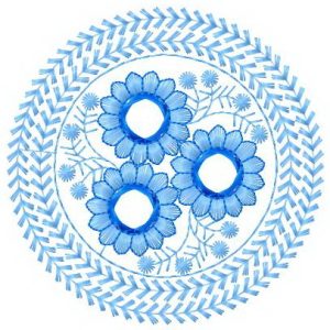 Blue round flower embroidery design