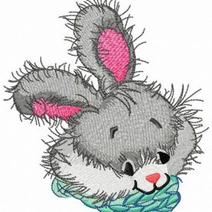 Blue scarf for bunny embroidery design