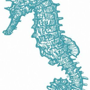 Blue seahorse embroidery design