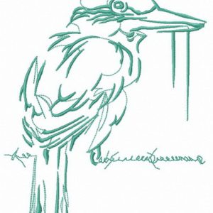 Blue shrike with worm embroidery design