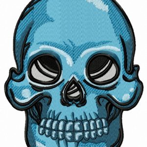Blue skull embroidery design