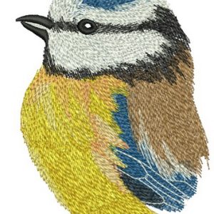 Blue tit portrait embroidery design