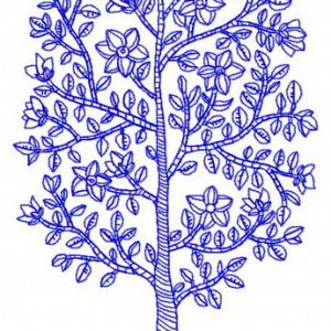 Blue tree embroidery design