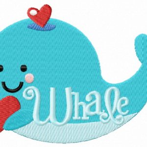 Blue whale embroidery design