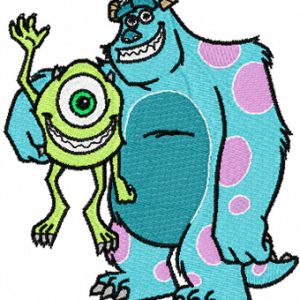 Sulley and Mike embroidery design