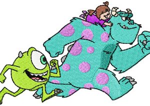 Boo, Mike and Sulley embroidery design