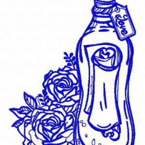 Bottle and flowers 2 embroidery design