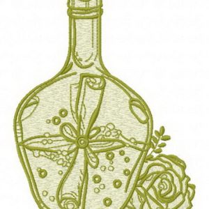 Bottle and flowers 3 embroidery design