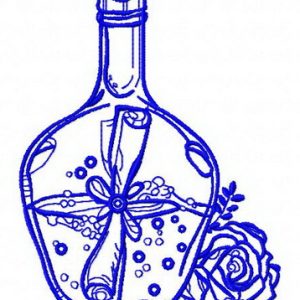 Bottle and flowers 4 embroidery design