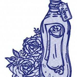 Bottle and flowers embroidery design