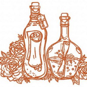 Bottles and flowers 3 embroidery design