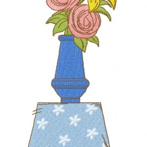 Bouquet in vase embroidery design