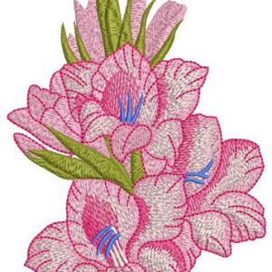 Bouquet of pink gladioluses embroidery design