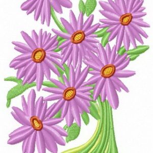 Bouquet of purple Alpine asters embroidery design